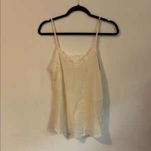 Cream Silk Tank with Lace Detail